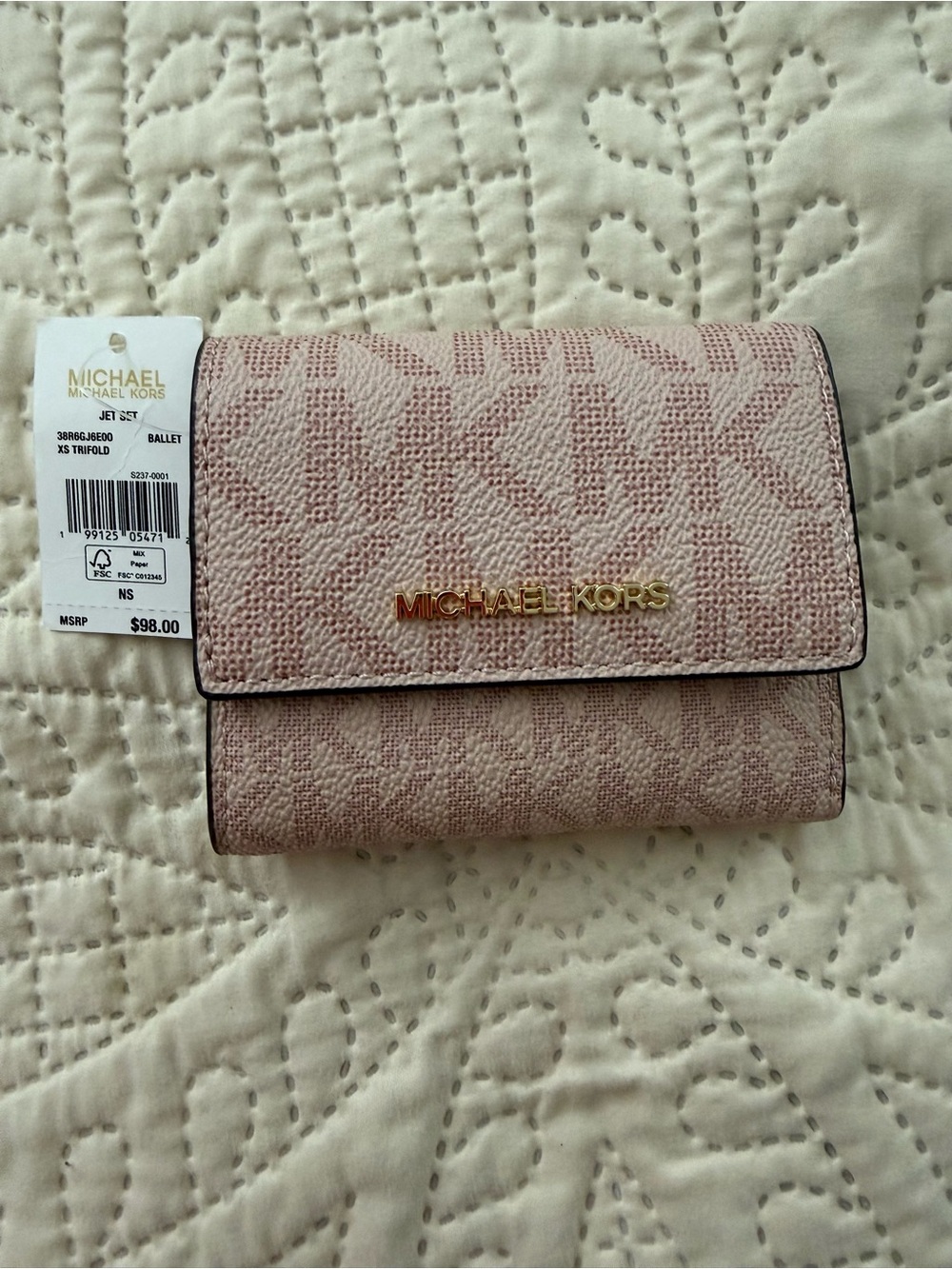 Michael Kors Ballet Pink Logo Trifold Small Wallet